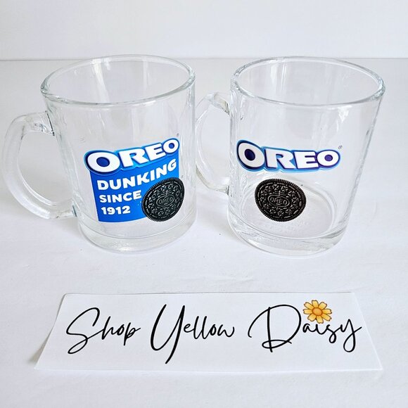 Vtg Oreo Dunking Glass Mug Set Of 2 Collectible 12 Oz By Frankford Candy~F187.2 - Picture 1 of 8